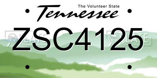 ZSC4125 Tennessee License Plate