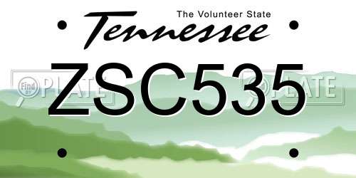 ZSC535 Tennessee License Plate