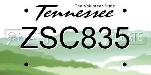 ZSC835 Tennessee License Plate