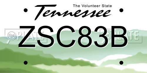 ZSC83B Tennessee License Plate