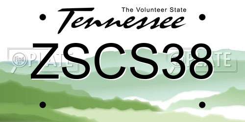 ZSCS38 Tennessee License Plate
