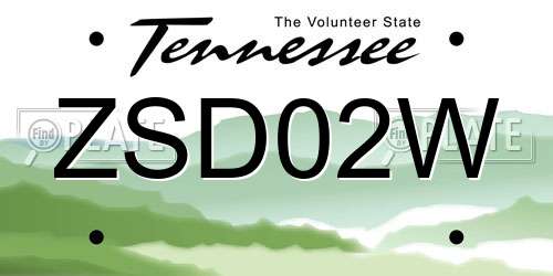 ZSD02W Tennessee License Plate