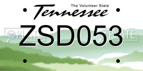 ZSD053 Tennessee License Plate