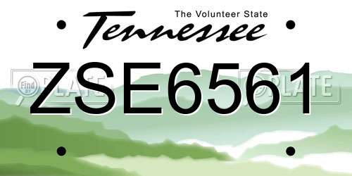 ZSE6561 Tennessee License Plate