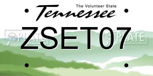 ZSET07 Tennessee License Plate