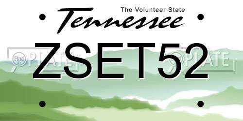 ZSET52 Tennessee License Plate