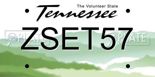 ZSET57 Tennessee License Plate