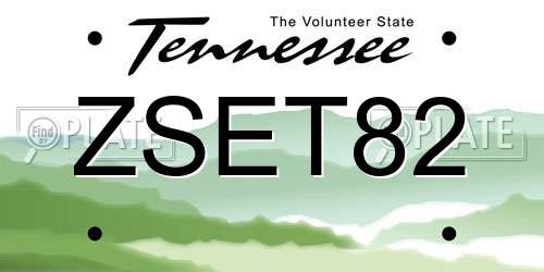 ZSET82 Tennessee License Plate