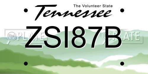 ZSI87B Tennessee License Plate