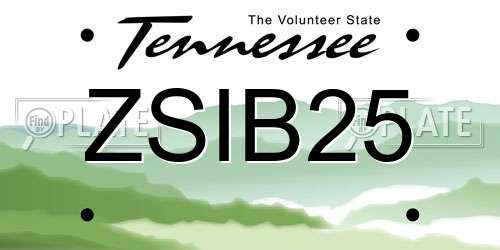ZSIB25 Tennessee License Plate