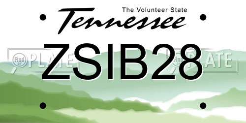 ZSIB28 Tennessee License Plate