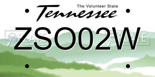 ZSO02W Tennessee License Plate