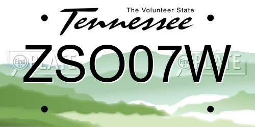 ZSO07W Tennessee License Plate