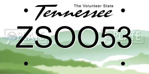 ZSOO53 Tennessee License Plate