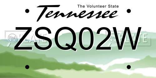 ZSQ02W Tennessee License Plate