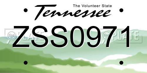 ZSS0971 Tennessee License Plate