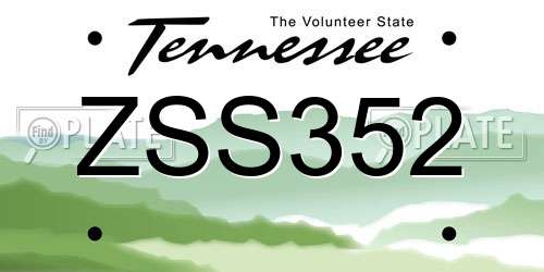 ZSS352 Tennessee License Plate