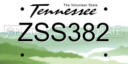 ZSS382 Tennessee License Plate