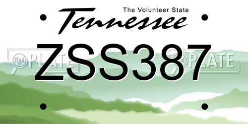 ZSS387 Tennessee License Plate