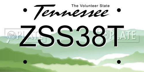 ZSS38T Tennessee License Plate