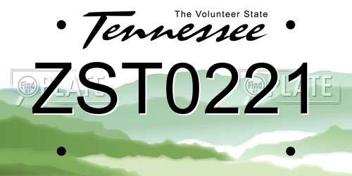 ZST0221 Tennessee License Plate