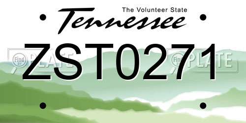 ZST0271 Tennessee License Plate