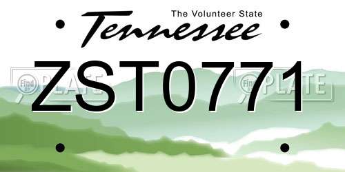 ZST0771 Tennessee License Plate