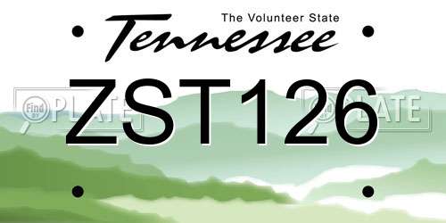 ZST126 Tennessee License Plate