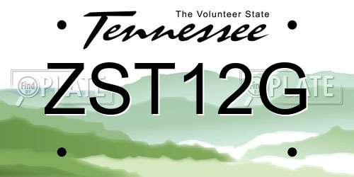 ZST12G Tennessee License Plate