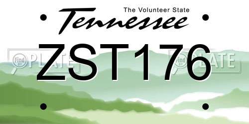 ZST176 Tennessee License Plate
