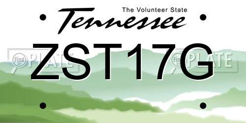 ZST17G Tennessee License Plate