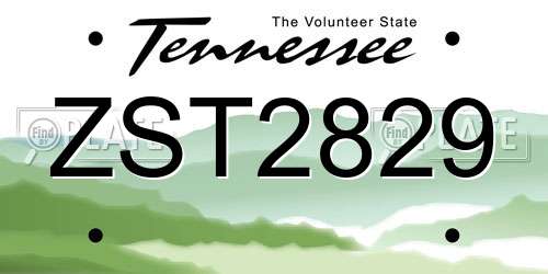 ZST2829 Tennessee License Plate