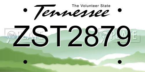 ZST2879 Tennessee License Plate
