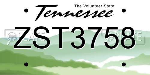 ZST3758 Tennessee License Plate