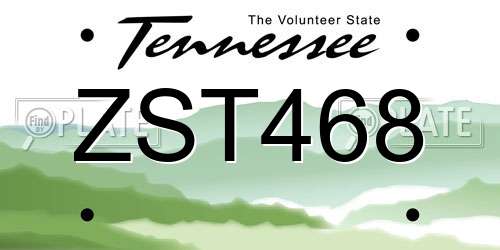 ZST468 Tennessee License Plate