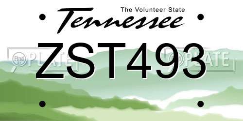 ZST493 Tennessee License Plate