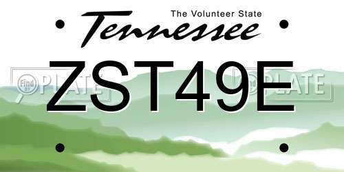 ZST49E Tennessee License Plate