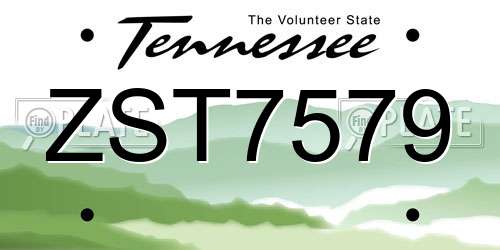 ZST7579 Tennessee License Plate