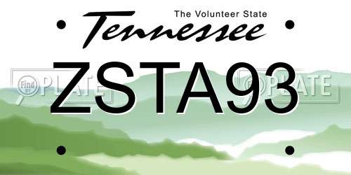 ZSTA93 Tennessee License Plate