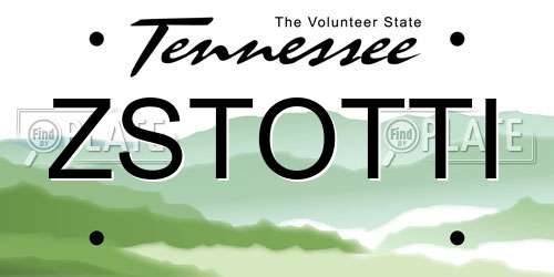 ZSTOTTI Tennessee License Plate