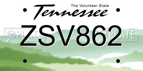 ZSV862 Tennessee License Plate