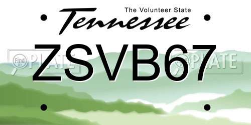 ZSVB67 Tennessee License Plate