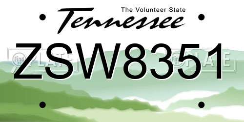ZSW8351 Tennessee License Plate