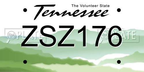 ZSZ176 Tennessee License Plate