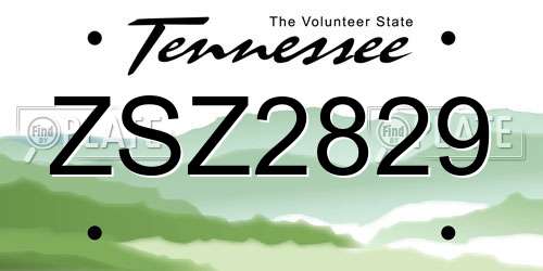 ZSZ2829 Tennessee License Plate
