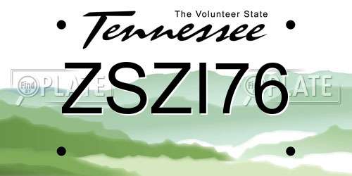 ZSZI76 Tennessee License Plate