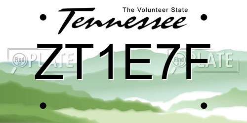 ZT1E7F Tennessee License Plate