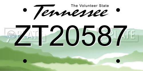 ZT20587 Tennessee License Plate