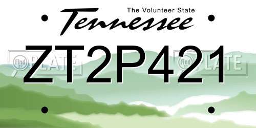 ZT2P421 Tennessee License Plate
