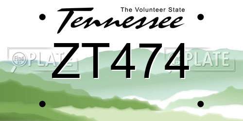 ZT474 Tennessee License Plate